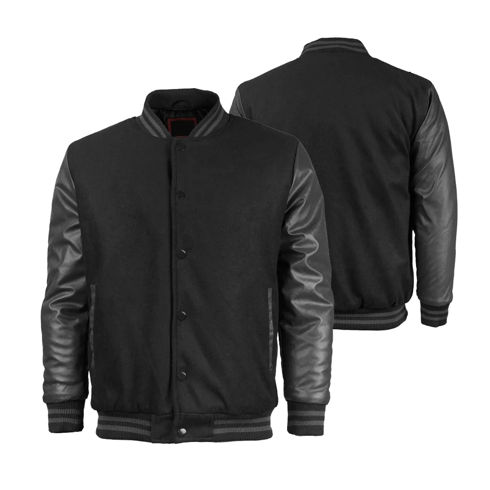 Leather Sleeve Varsity Jacket - Image 3